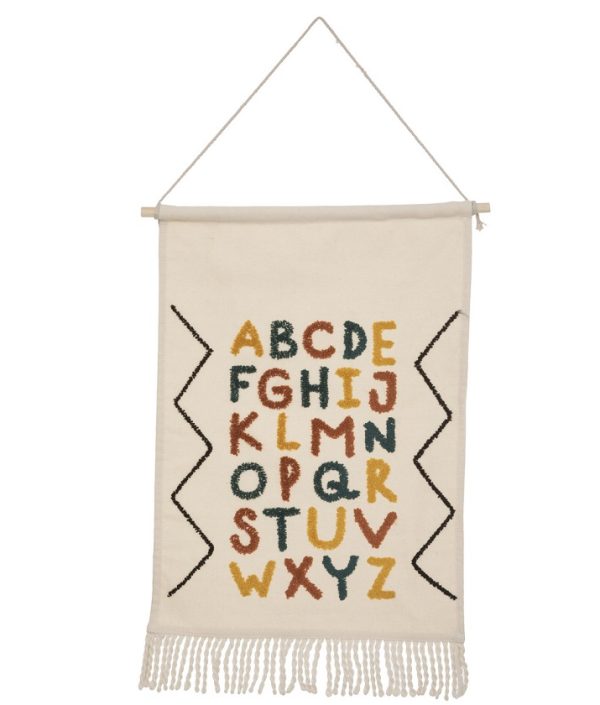 Väggdekoration med fransar, alfabet