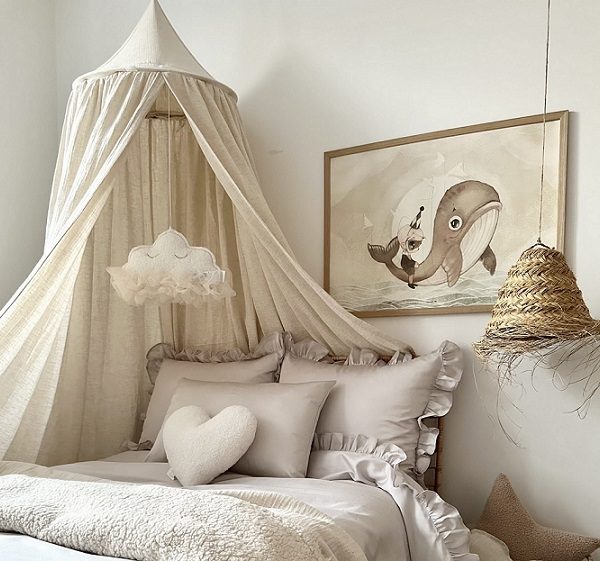 Natur sänghimmel i muslin och linne, Cotton & Sweets