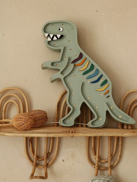 Little Lights, Nattlampa till barnrummet, Dino Rex Khaki Pastel - Bild 5