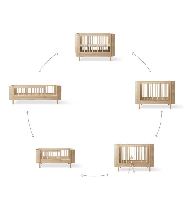 Oliver Furniture, spjälsäng/växasäng Mini+, vit