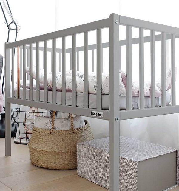 Spjälsäng sidosäng Starry Night, grå