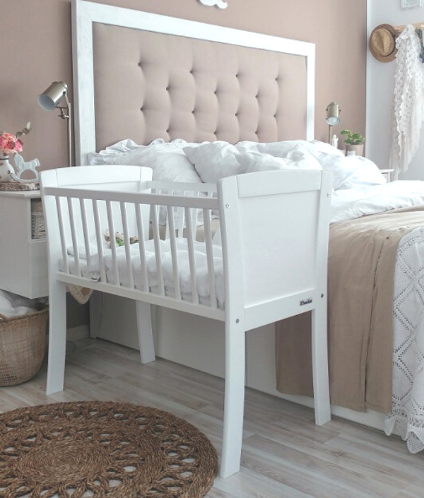 Klassisk spjälsäng sidosäng, vit