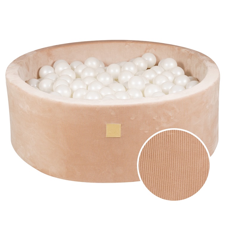 Meow, sand corduroy bollhav med 200 bollar, White pearl