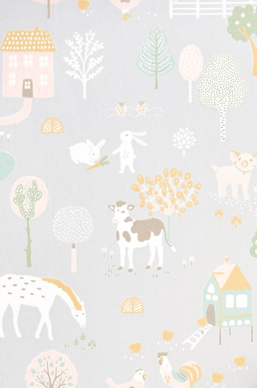 Majvillan, tapet till barnrummet My farm, soft grey - Bild 5