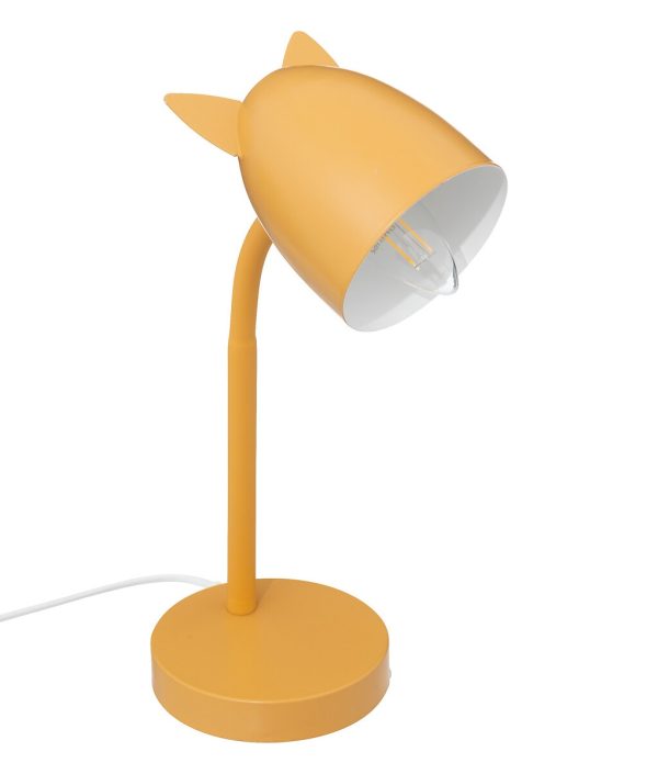 Bordslampa med öron till barnrummet, gul ockra