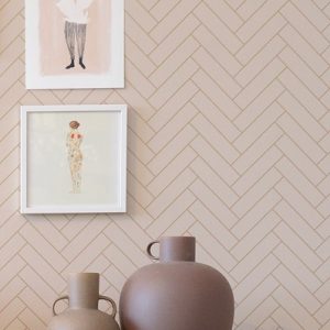 Majvillan, tapet till barnrummet Herringbone, sandy beige