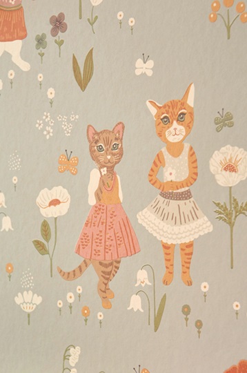 Majvillan, tapet till barnrummet Catwalk, dusty blue