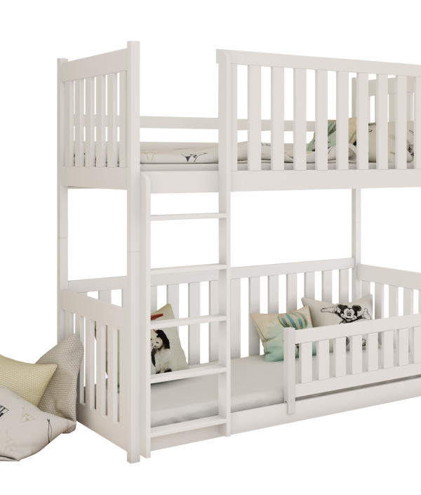 Vit våningssäng med stödbräda, Kalle 90x200