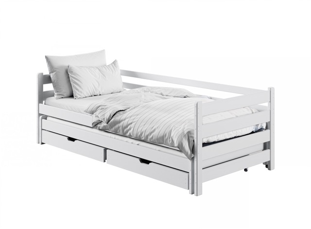 Vit barnsäng Hedda 90x200 cm med extrasäng och förvaringslådor - Bild 3