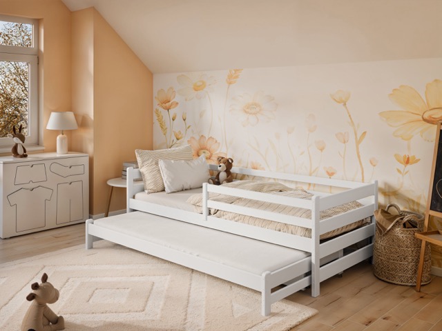 Vit barnsäng Hedda 90x200 cm med extrasäng och förvaringslådor - Bild 2