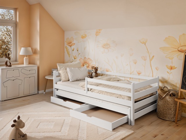 Vit barnsäng Hedda 90x200 cm med extrasäng och förvaringslådor - Bild 4
